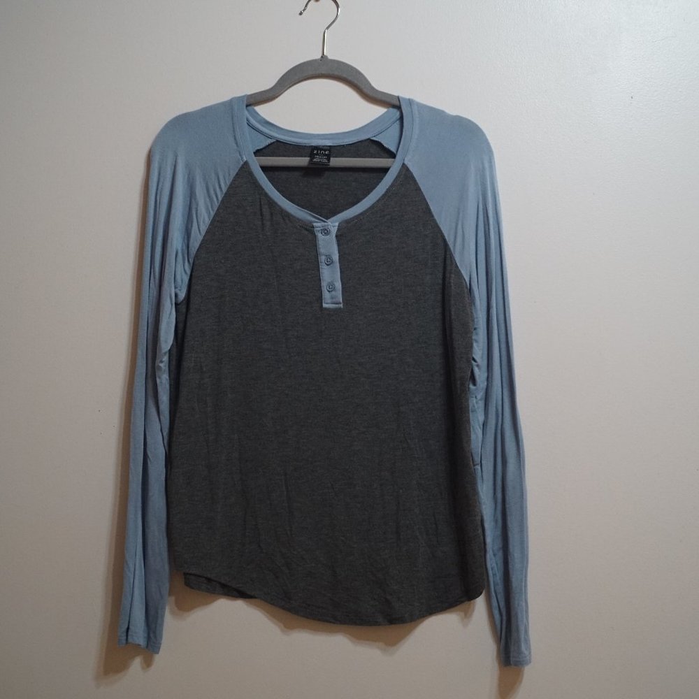 Zine Light Blue and Gray Baseball Long Sleeve